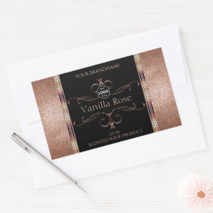 Logotipo das etiquetas do produto preto rosegold,