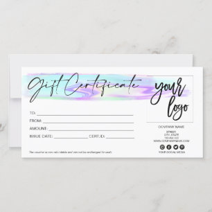 logotipo de adição de cartão-presente iridescente