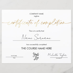 Logotipo de adição de certificado de conclusão sim