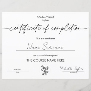 Logotipo de adição de certificado de conclusão sim