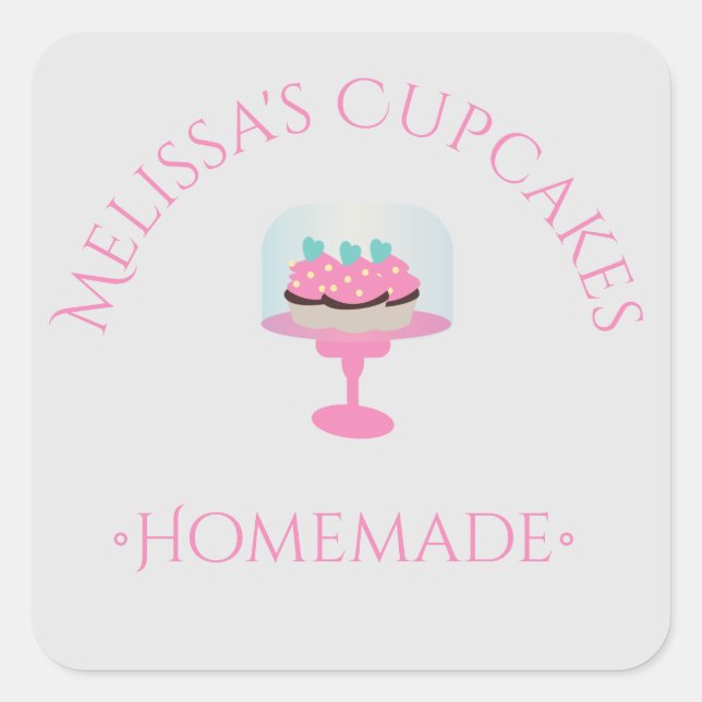 Logotipo de Bolo Cupcakes Adesivos Padaria Caseira (Frente)