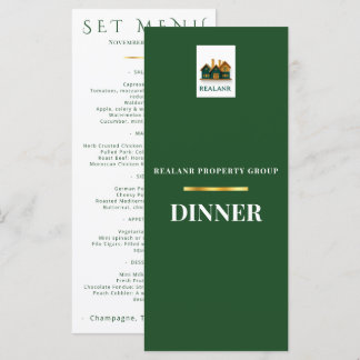 Logotipo de cartão de menu de jantar corporativo E