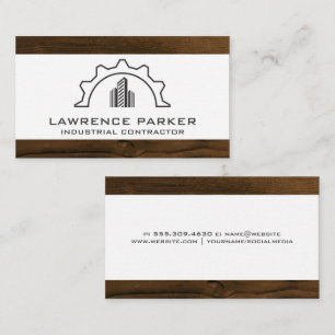 Logotipo de construção Cartão de visita de madei