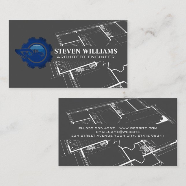 Logotipo de construtor | Cartão de visita de Bluep (Frente/Verso)