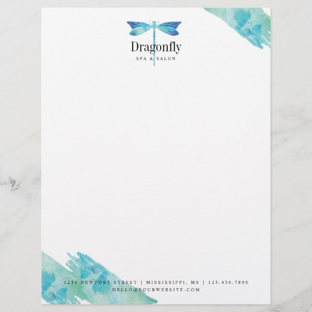 Logotipo de Dragonfly Elegante Blue & Aqua Waterco (Frente)