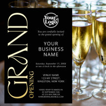 Logotipo de empresa Black Grand Open Modern