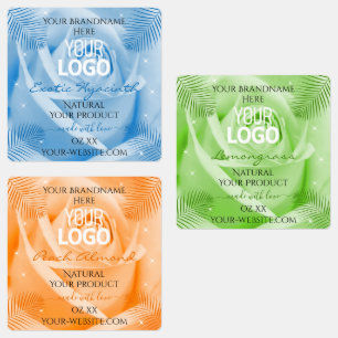 Logotipo de etiquetas de produto azul-claro azul-a