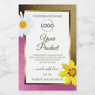 Logotipo de etiquetas de produto branco Dourado, c