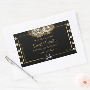 Logotipo de etiquetas de produto Dourado preto Lux