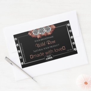 Logotipo de etiquetas de produto Floral Black Red