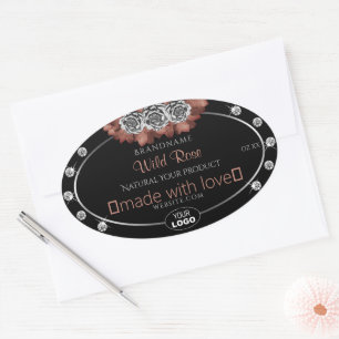 Logotipo de etiquetas de produto Floral Black Red
