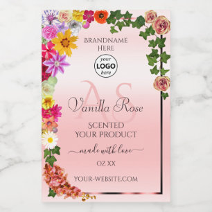 Logotipo de etiquetas de produto rosa de Pastel Fl
