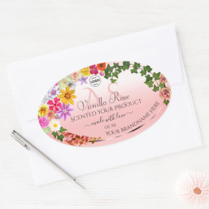 Logotipo de etiquetas de produto rosa de Pastel Fl