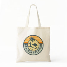 Logotipo de férias na praia em bolsa tote