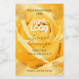 Logotipo de Folha de Rosa Laranja Rótulos de produ