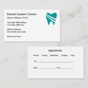 Logotipo de Implantes Dentários Cartões de Nome da