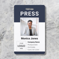 Logotipo de Imprensa Foto Código QR Crachá Profiss
