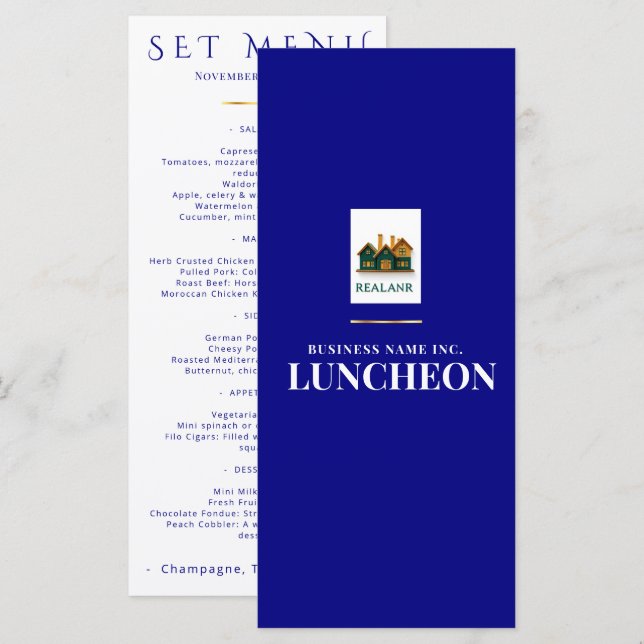 Logotipo de Menu de Evento Naval Elegante Casament (Frente/Verso)