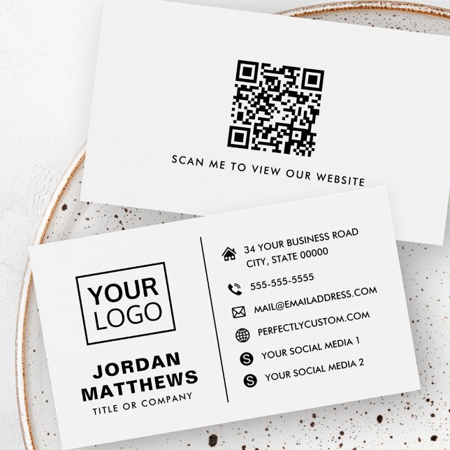 Logotipo de mídia social Código QR qualquer cartão (Logo social media QR code any color business card)