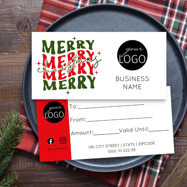 Logotipo de Natal Festivo Simples (Logo branded christmas gift certificates by Busy Business Bee)