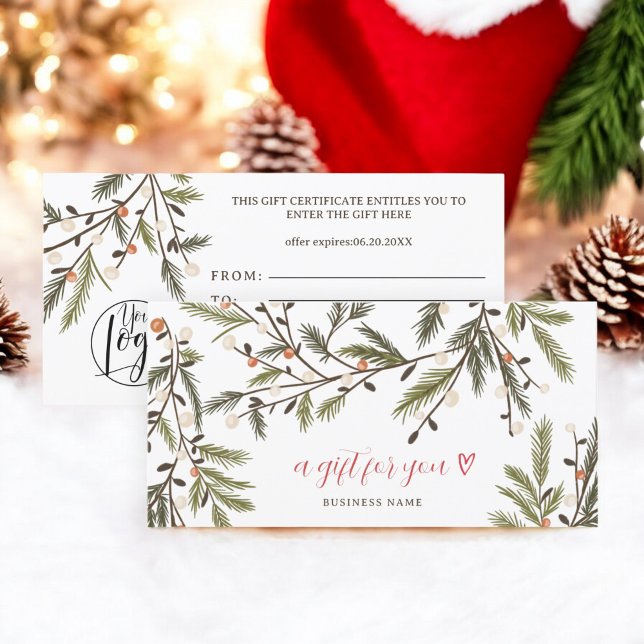 Logotipo de Natal Rustic Greenery Winter Holiday (Rustic Greenery Winter Holiday Christmas logo)