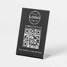 Logotipo de negócios mínimo preto e código QR
