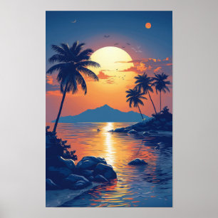 Logotipo de onda tropical da ilha Poster
