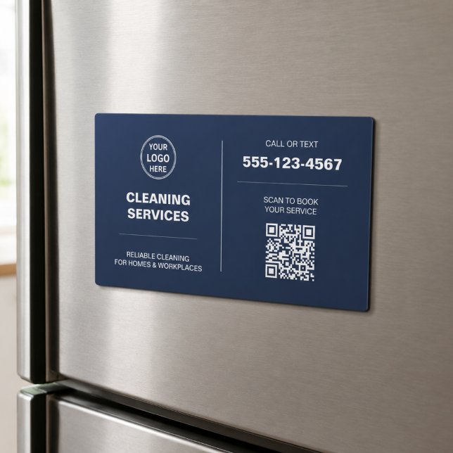 Logotipo de Serviços de Limpeza Modernos Cartão Ma (Modern Cleaning Services Logo QR Magnetic Card)