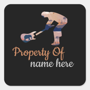 Logotipo de Violão Personalizado Adesivo Quadrado