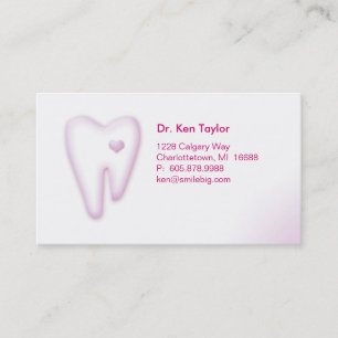 Logotipo Dental Molar Heart Cartão de visita Rosa 