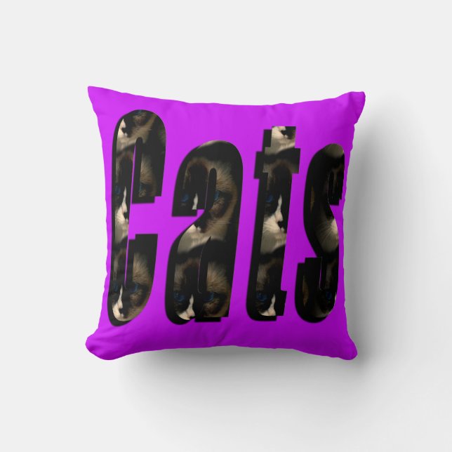 Logotipo Dimensionado De Gato, Almofada Magenta. (Frente)