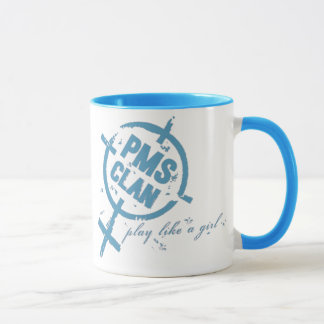 Logotipo do azul da caneca de PMS