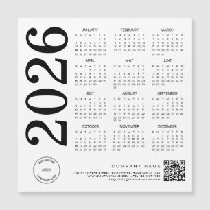 Logotipo do Calendário 2026 Código QR Preto e Bran