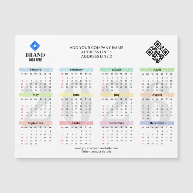 Logotipo do Calendário 2026 Código QR Promo Modern (Frente)