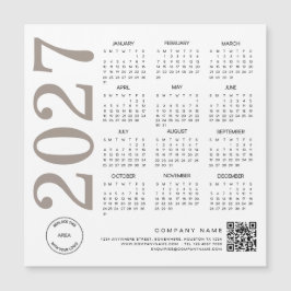 Logotipo do Calendário 2027 Código QR Neutro Bege 