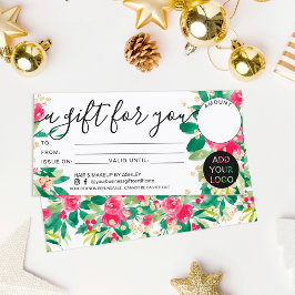 Logotipo do certificado de presente de ouro floral