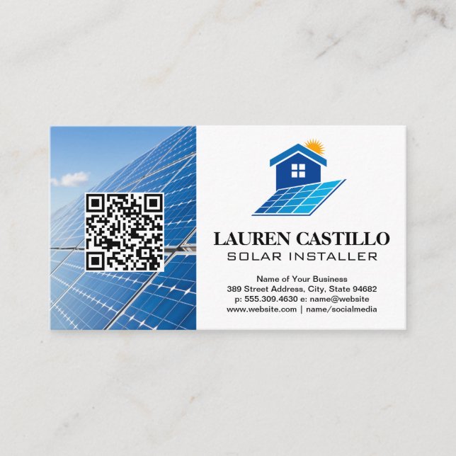 Logotipo do painel solar doméstico | Cartão de vis (Frente)