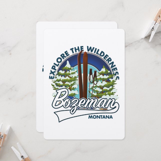 logotipo do pôster de esqui de Bozeman Montana (Frente/Verso In Situ)