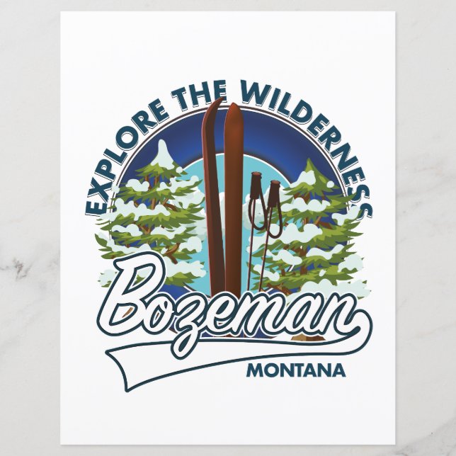 logotipo do pôster de esqui de Bozeman Montana (Frente)