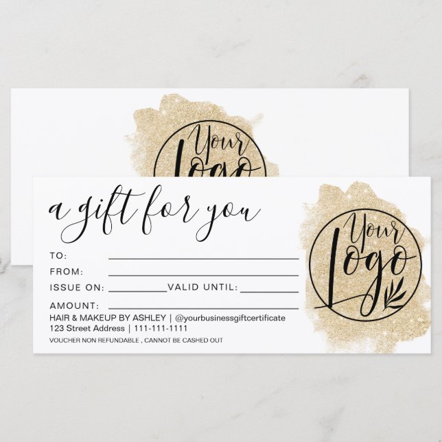 logotipo Dourado do certificado de presente de pin (Frente/Verso)