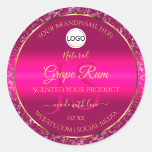 Logotipo Dourado rosa e iniciais Etiquetas de prod