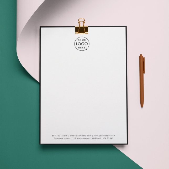 Logotipo Empresarial em Papel Timbrado | Carta de  (Modern stylish black border business letterhead by Guava - clean, sleek, and professional.)