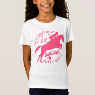 Logotipo equestre do rosa da camiseta do cavalo da