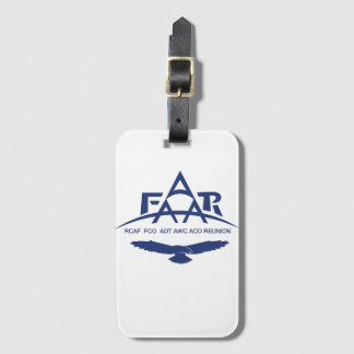 Logotipo FAAAR na etiqueta de bagagem