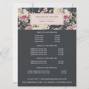 Logotipo Floral Dark Vintage Panfleto de Preços