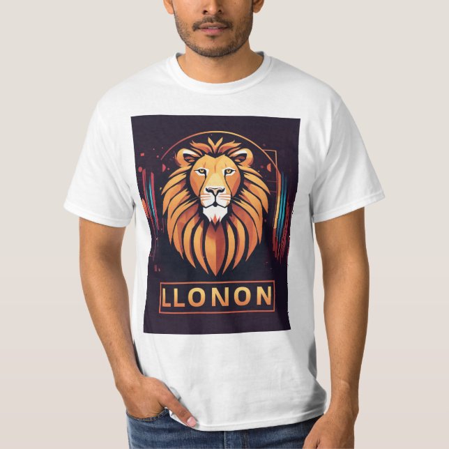 Logotipo Geométrico Lion T-Shirt Inspirado Tribal (Frente)