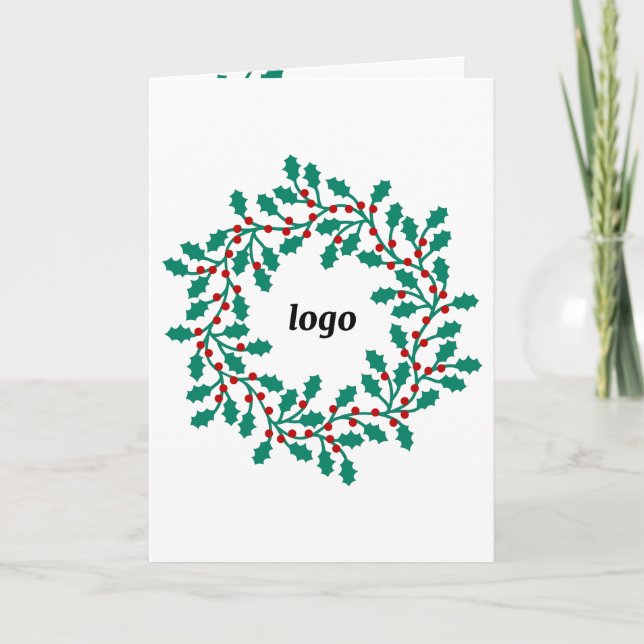 Logotipo Holly Wreath - Cartão de Férias Dobrado (Frente)