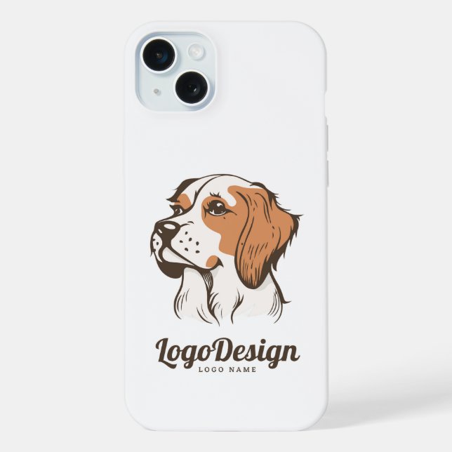 Logotipo ilustrado de um cão marrom e branco (Verso)