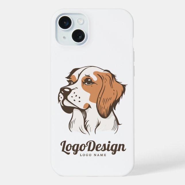 Logotipo ilustrado de um cão marrom e branco (Verso)