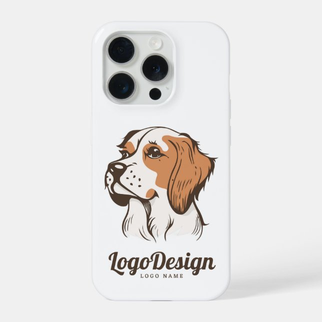 Logotipo ilustrado de um cão marrom e branco (Verso)